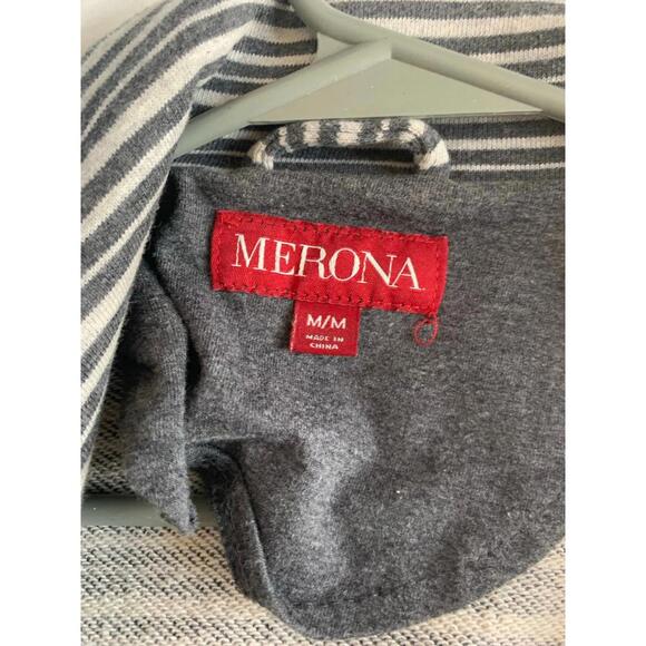 Merona Medium Peacoat Womens Large Buttoned with Belt Gently used condition - Picture 3 of 6